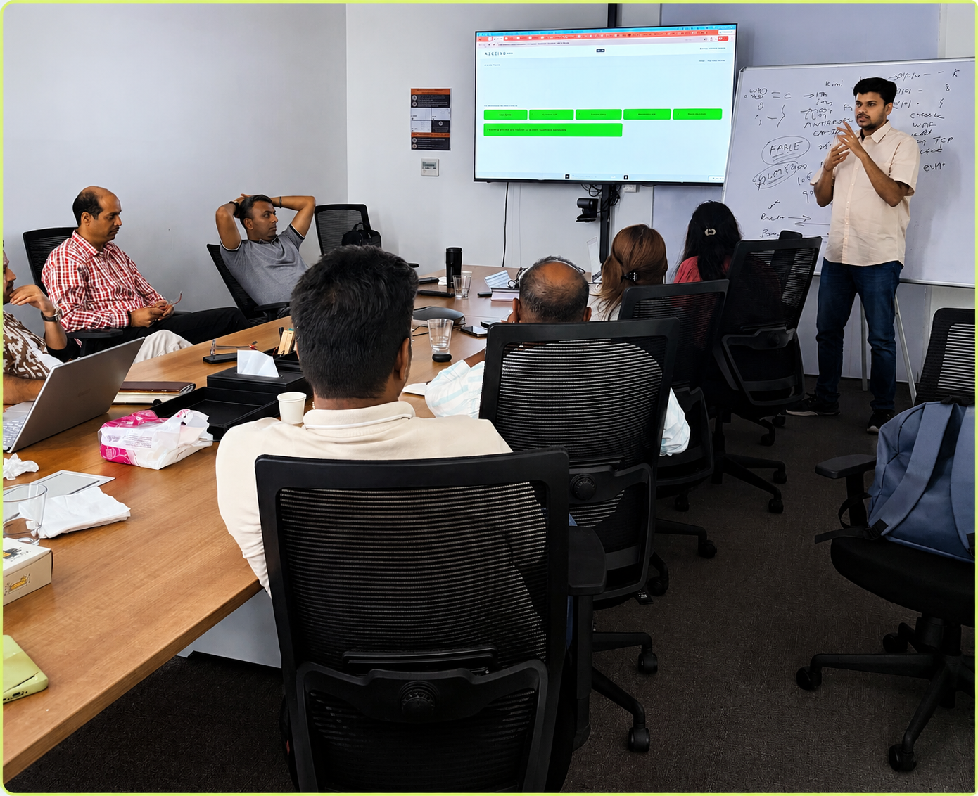 Finance, sales, technology, legal, and product leaders in the same room for the session.